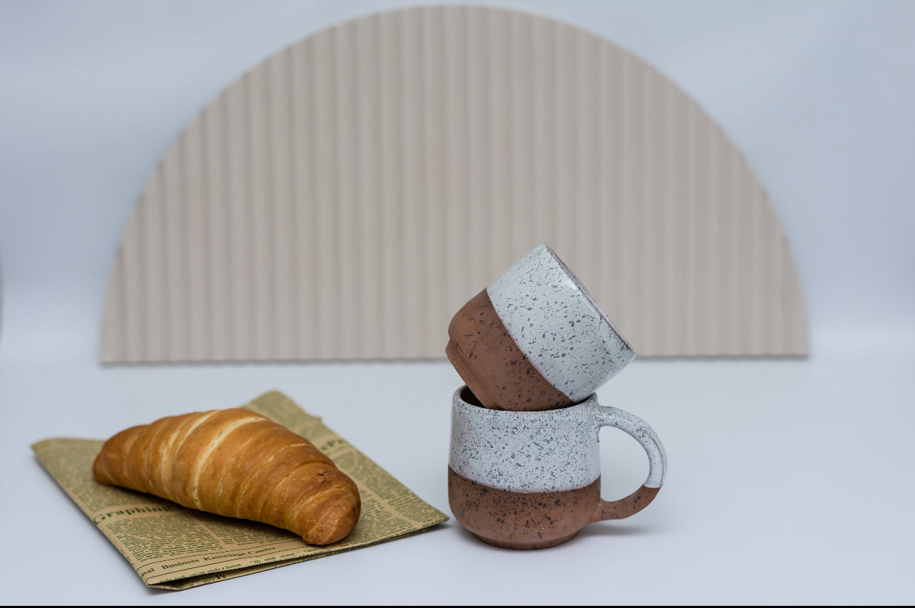 Brown and white mug
