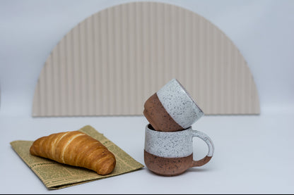 Brown and white mug